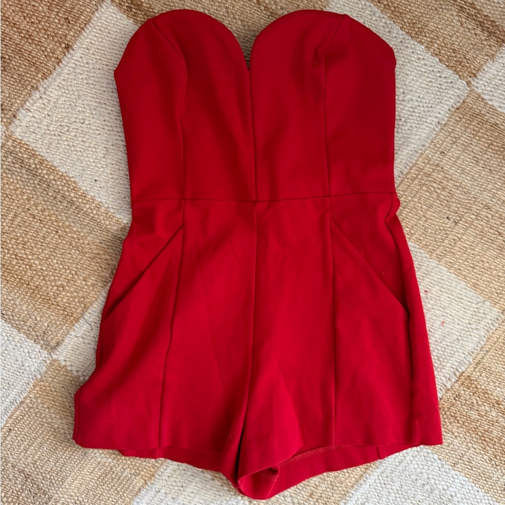 Susana Monaco Strapless Sweetheart Red Romper